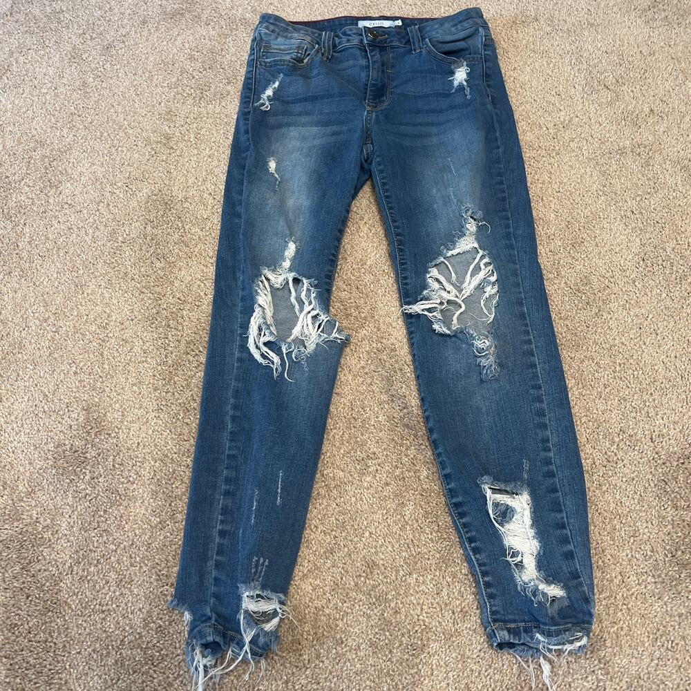 Ladies Cello Distressed Jeans SZ 7 - Picture 1 of 8